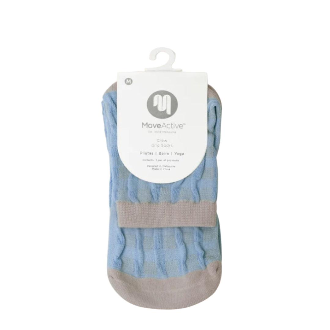 MoveActive Crew Non-Slip Grip Socks - Blueberry Gingham