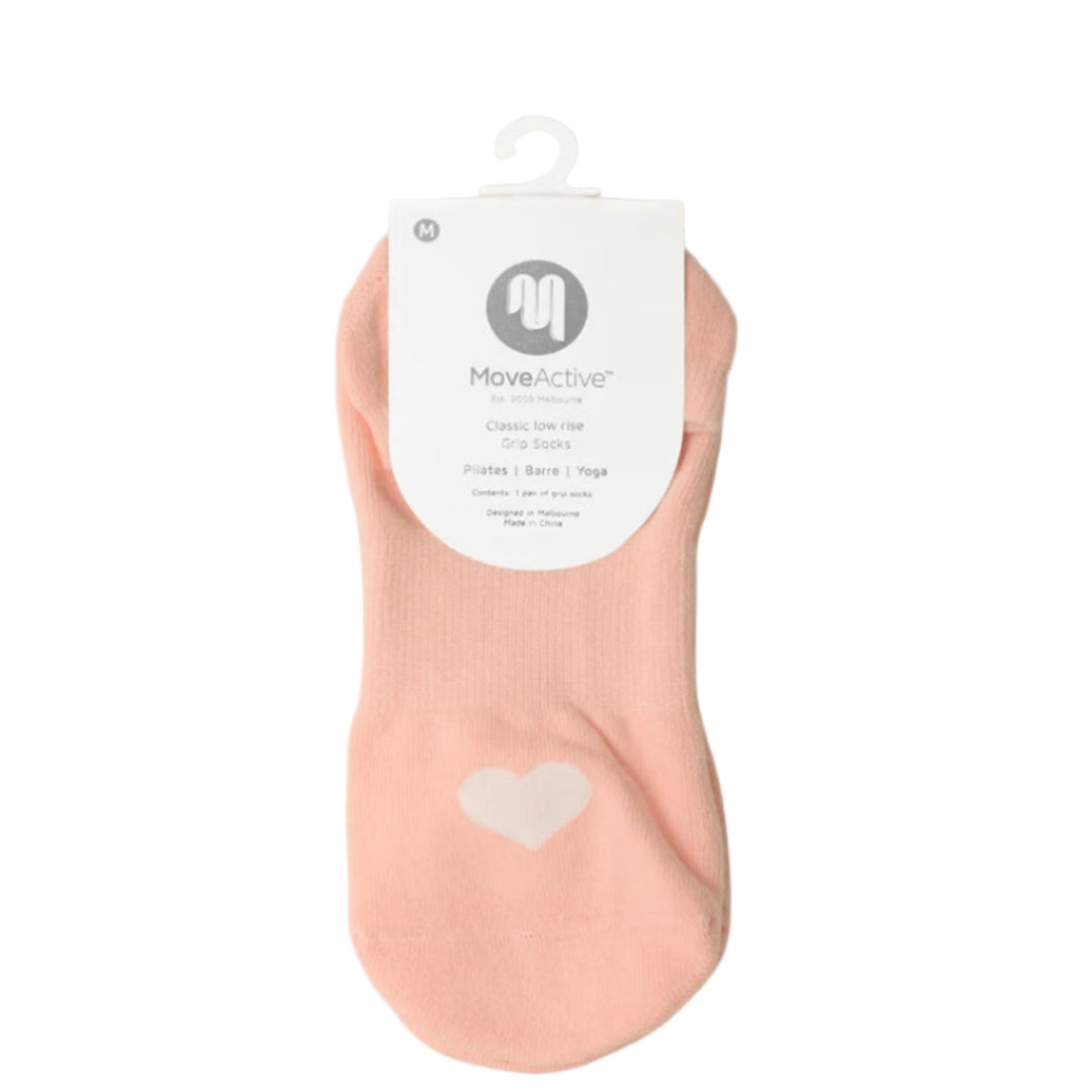 MoveActive Classic Low Rise Non-Slip Grip Socks - Strawberry Heart