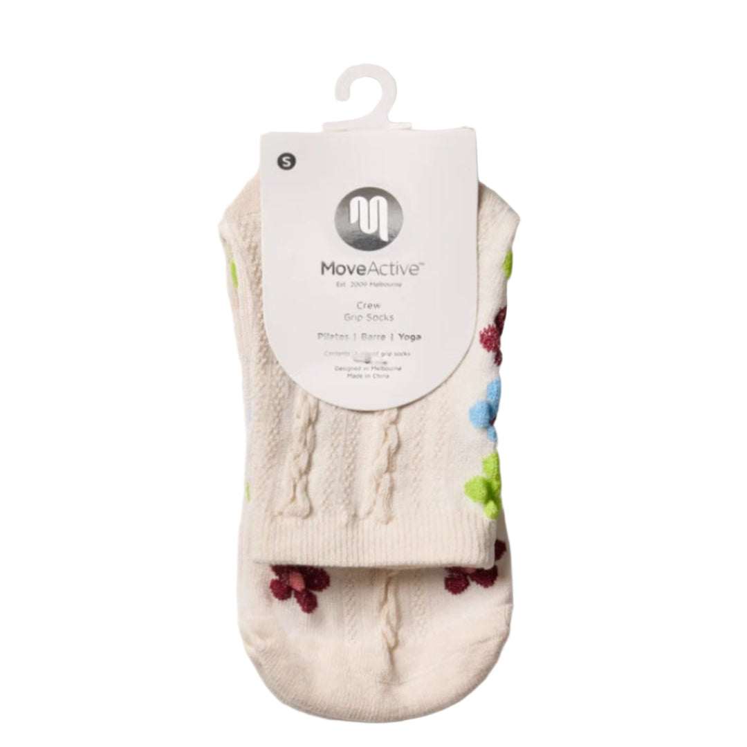 MoveActive Crew Non-Slip Grip Socks - Fiesta Blanca