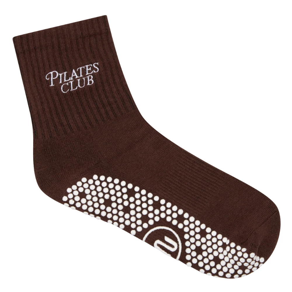 MoveActive – Crew Non Slip Grip Socks – Pilates Club Brown