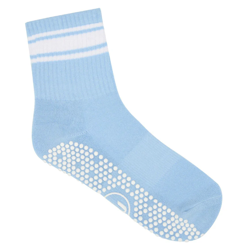 MoveActive Crew Non Slip Grip Socks – Powder Blue Stripes
