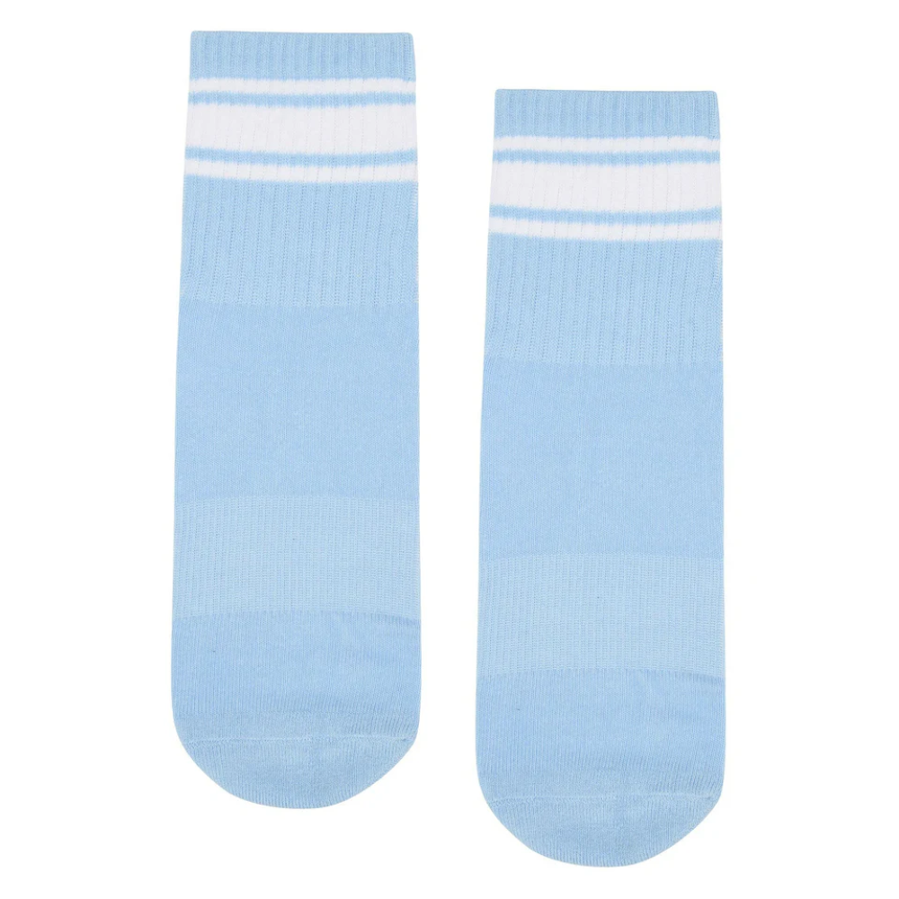 MoveActive Crew Non Slip Grip Socks – Powder Blue Stripes