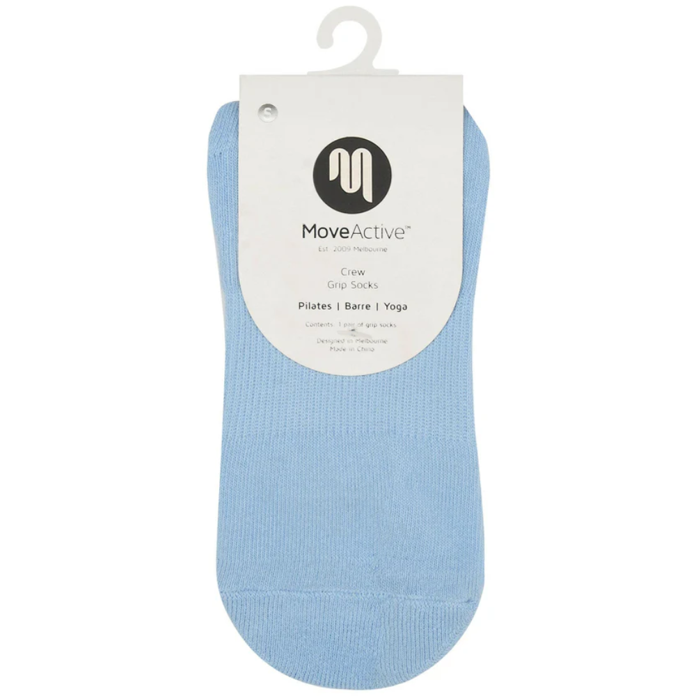 MoveActive Crew Non Slip Grip Socks – Powder Blue Stripes
