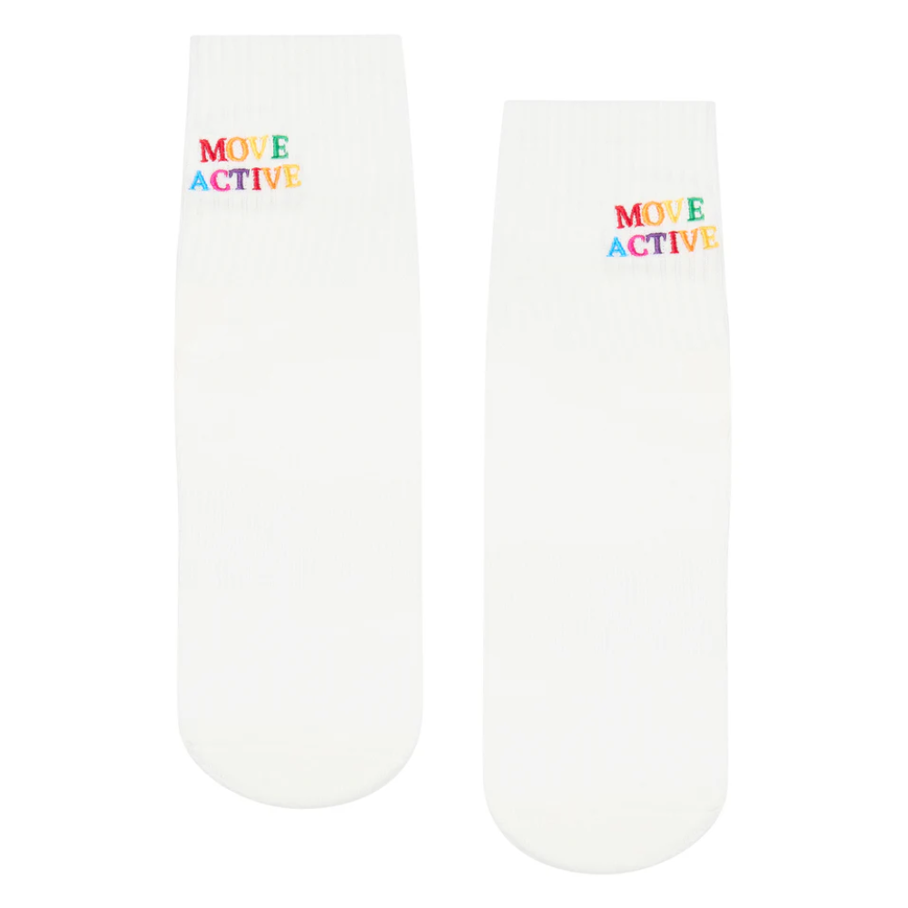 MoveActive Crew Non Slip Grip Socks – Signature Rainbow Ivory