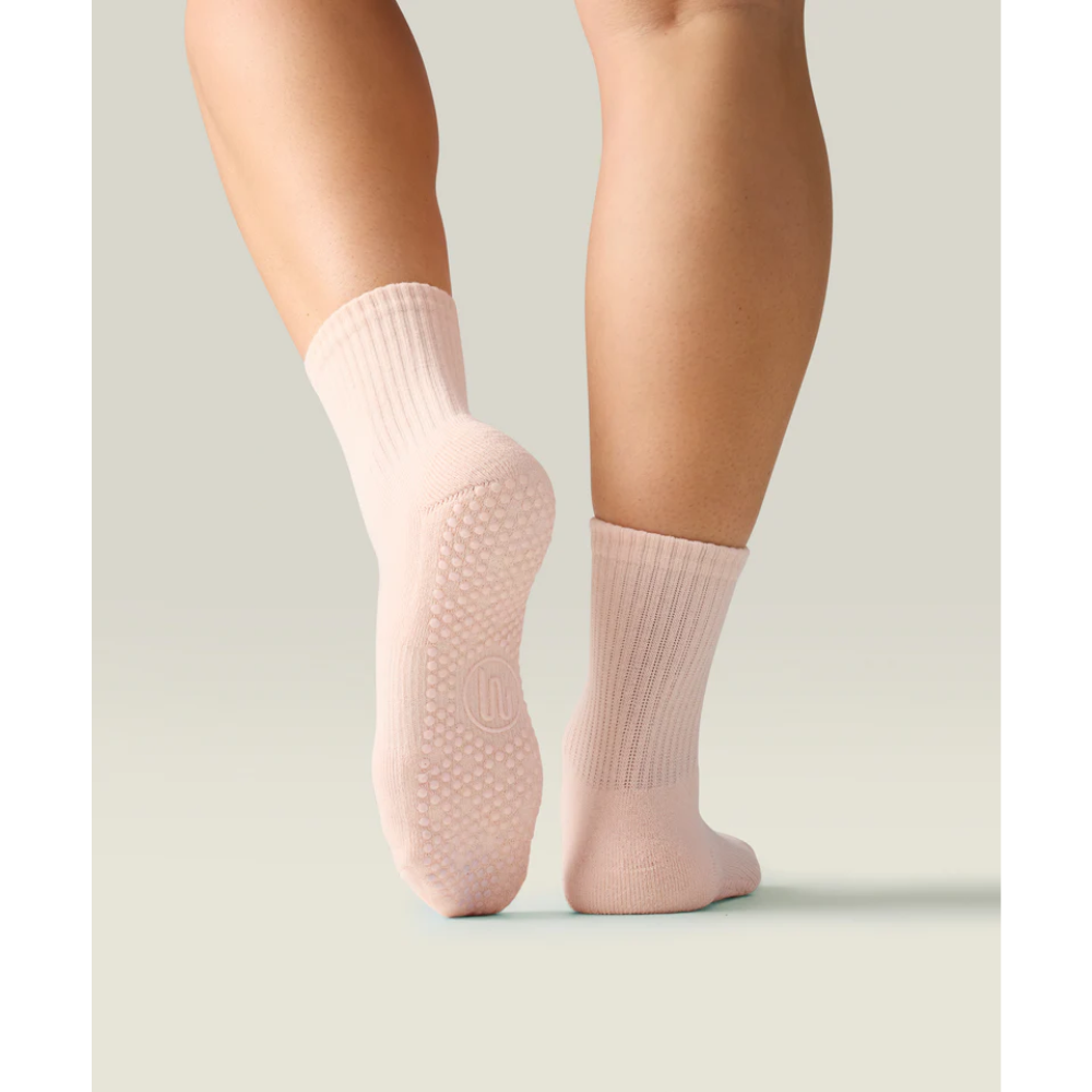 MoveActive Crew Non Slip Grip Socks – Soft Pink