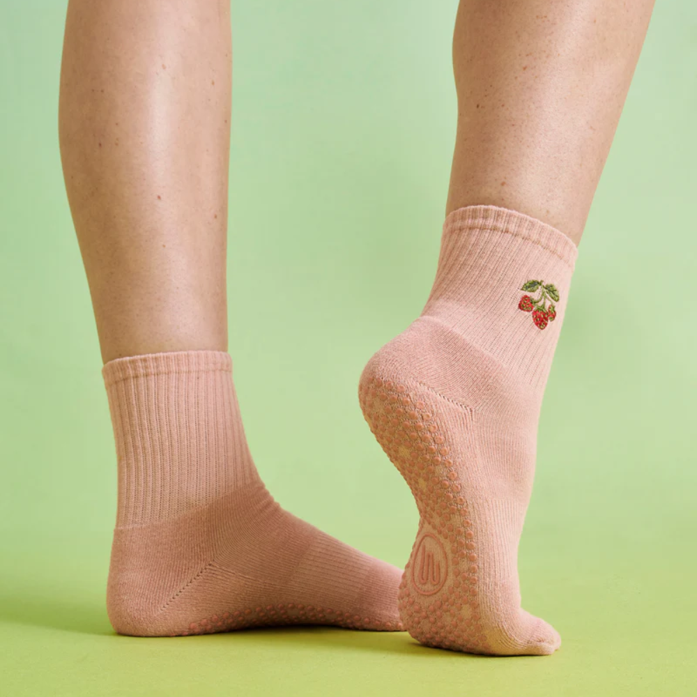 MoveActive Crew Non Slip Grip Socks – Strawberry Patch