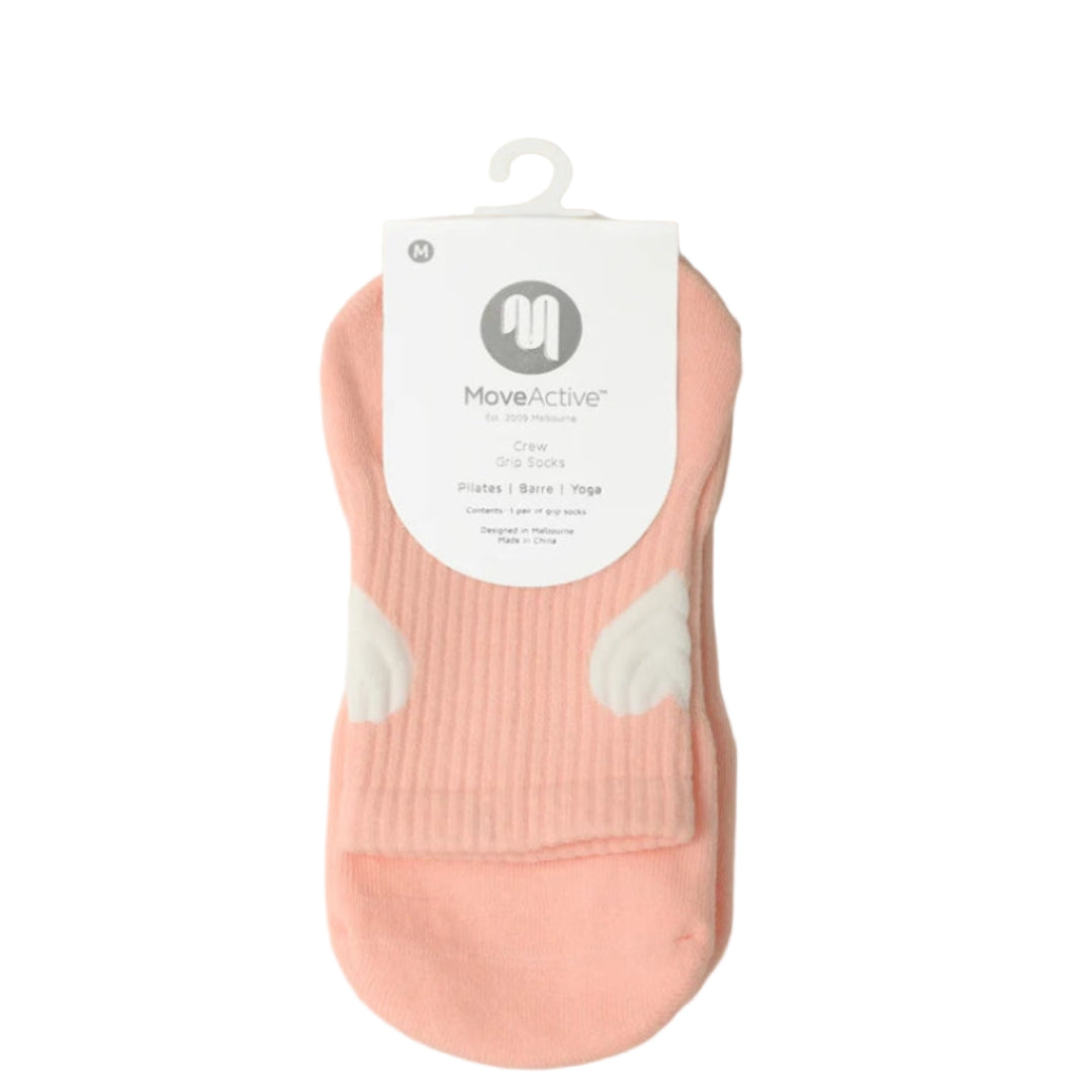 MoveActive Crew Non-Slip Grip Socks - Strawberry Heart