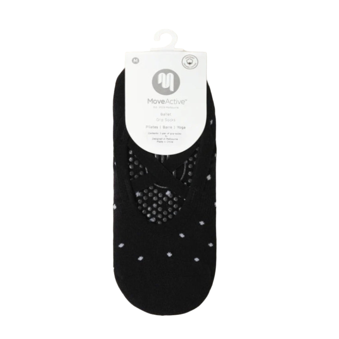MoveActive Ballet Non-Slip Grip Socks - Black Polka