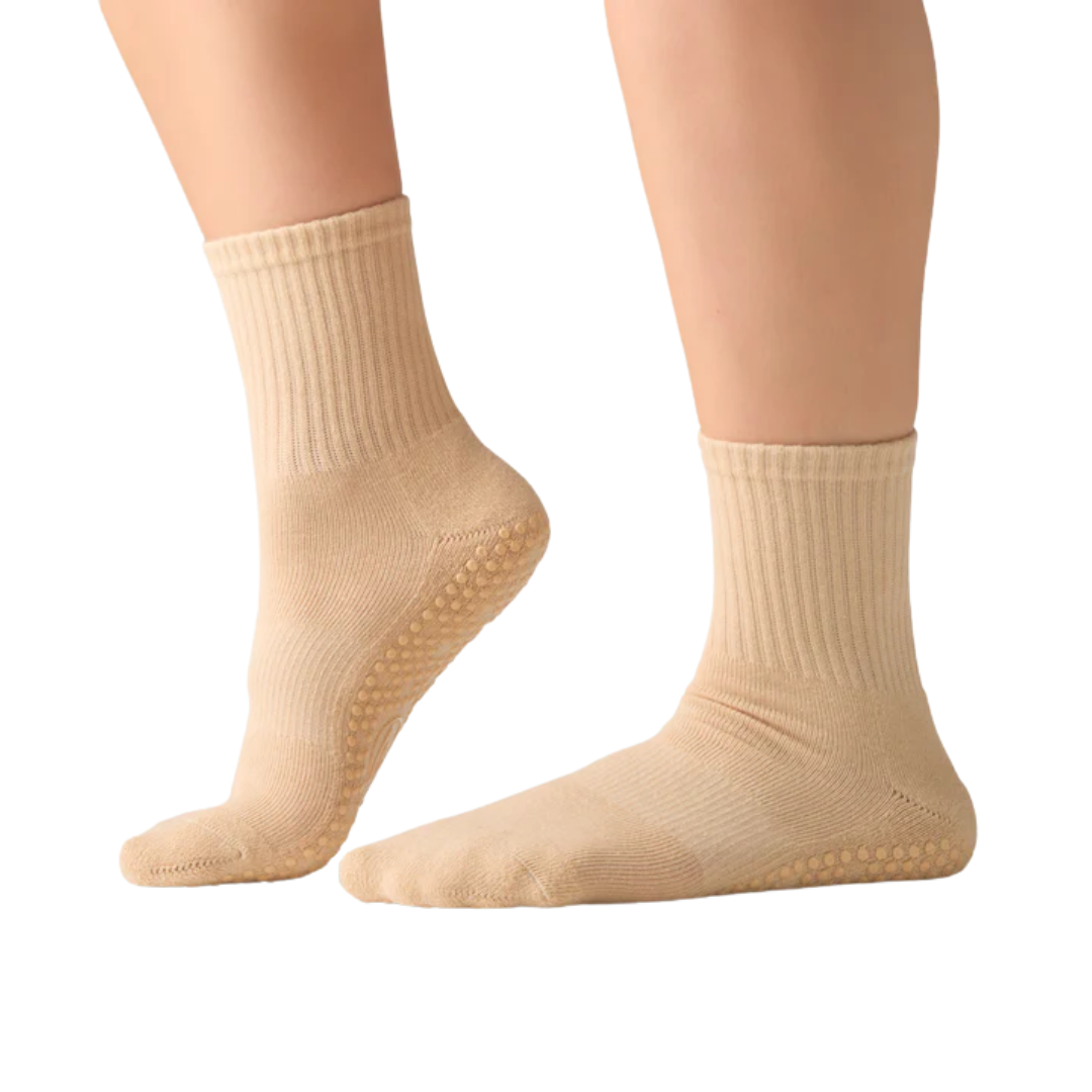 MoveActive Crew Non Slip Grip Socks – Almond
