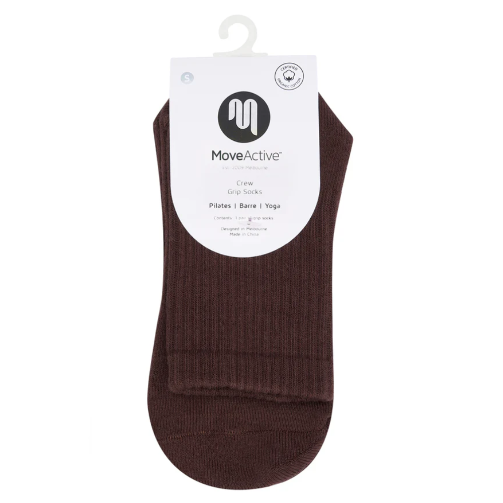 MoveActive Crew Non Slip Grip Socks – Espresso