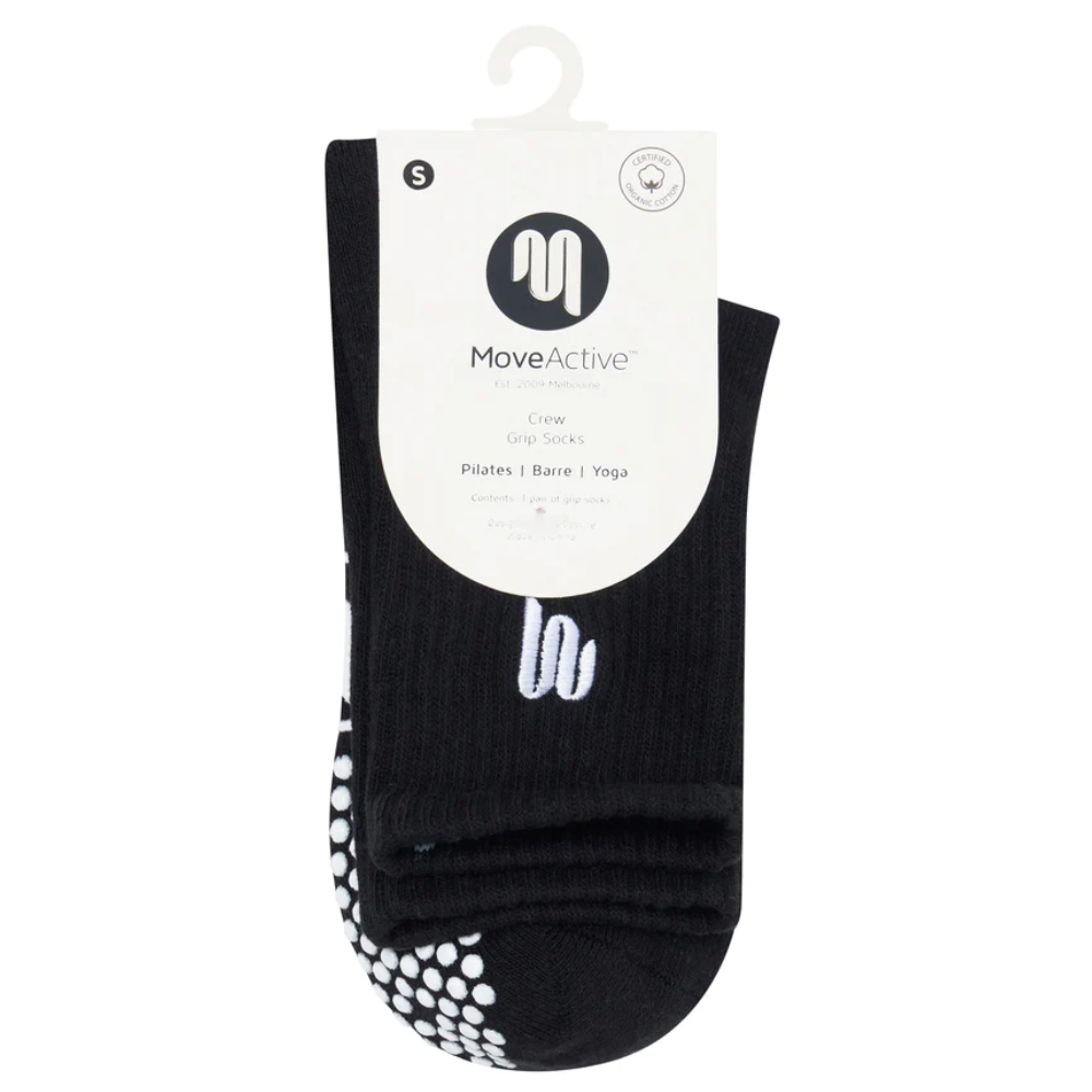 MoveActive Crew Non Slip Grip Socks – Black