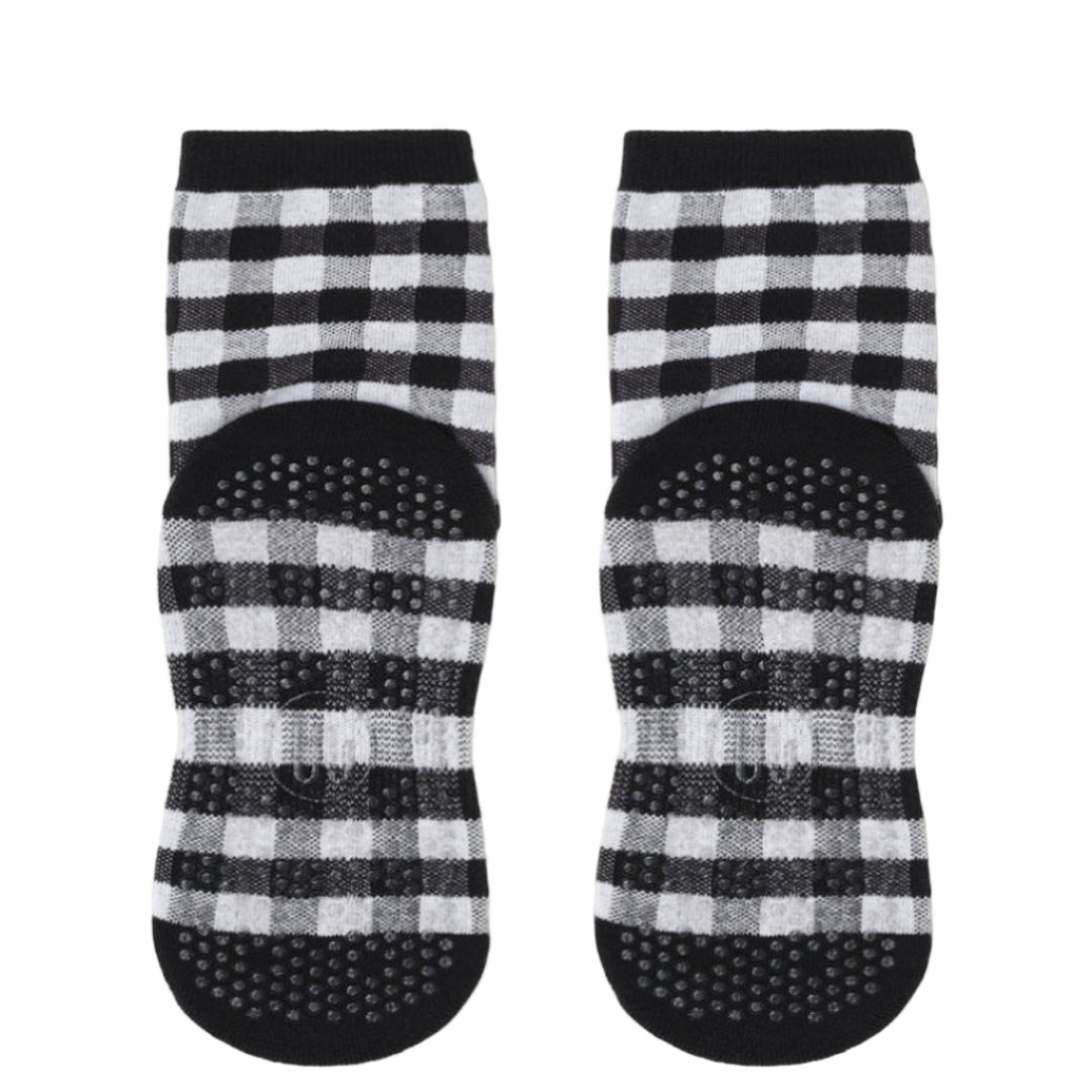 MoveActive Crew Non-Slip Grip Socks - Monochrome Gingham