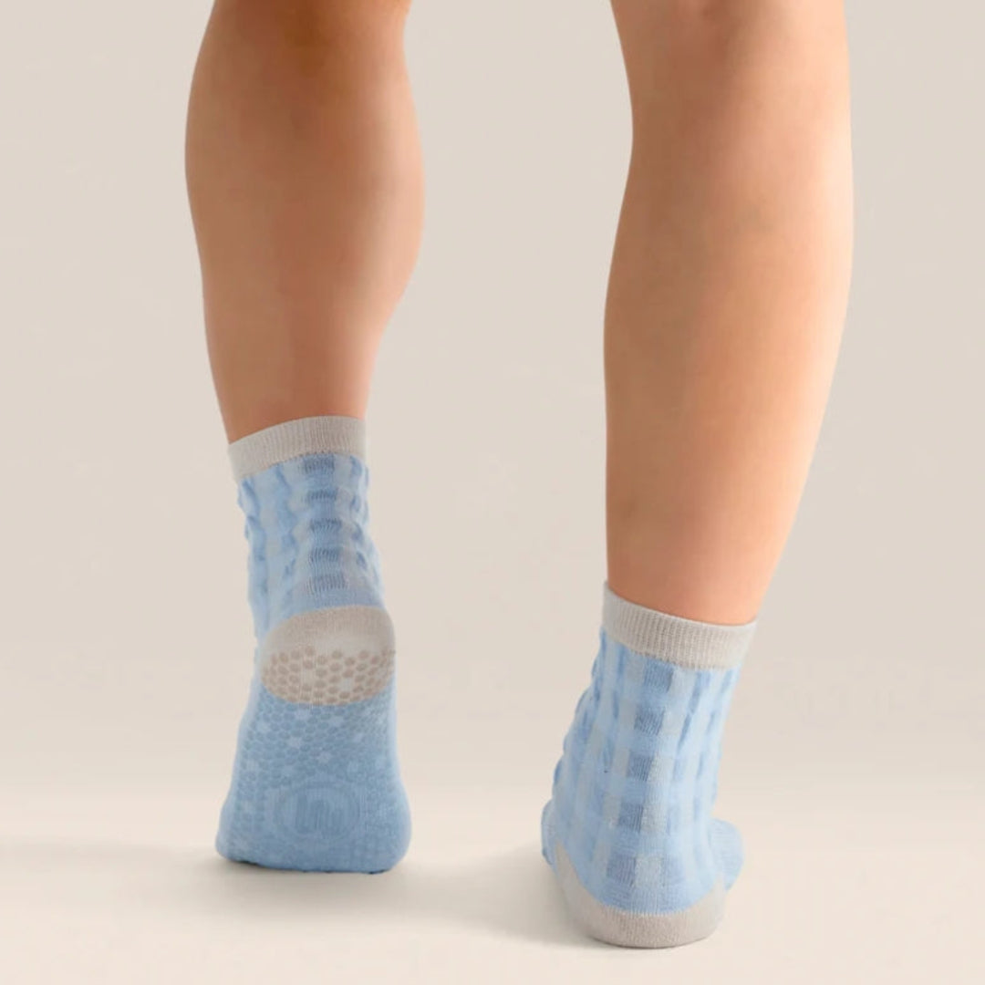 MoveActive Crew Non-Slip Grip Socks - Blueberry Gingham