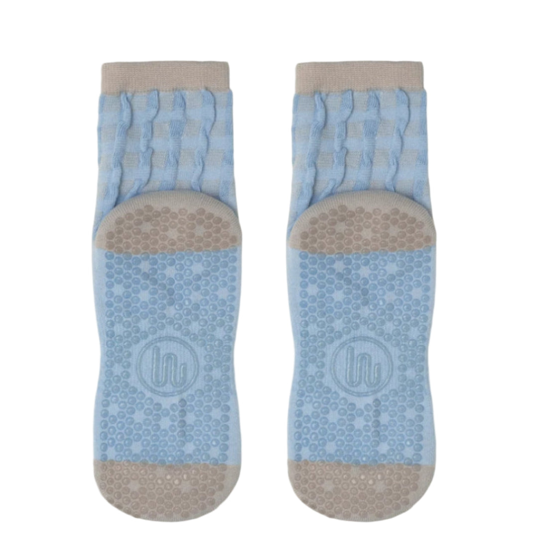 MoveActive Crew Non-Slip Grip Socks - Blueberry Gingham