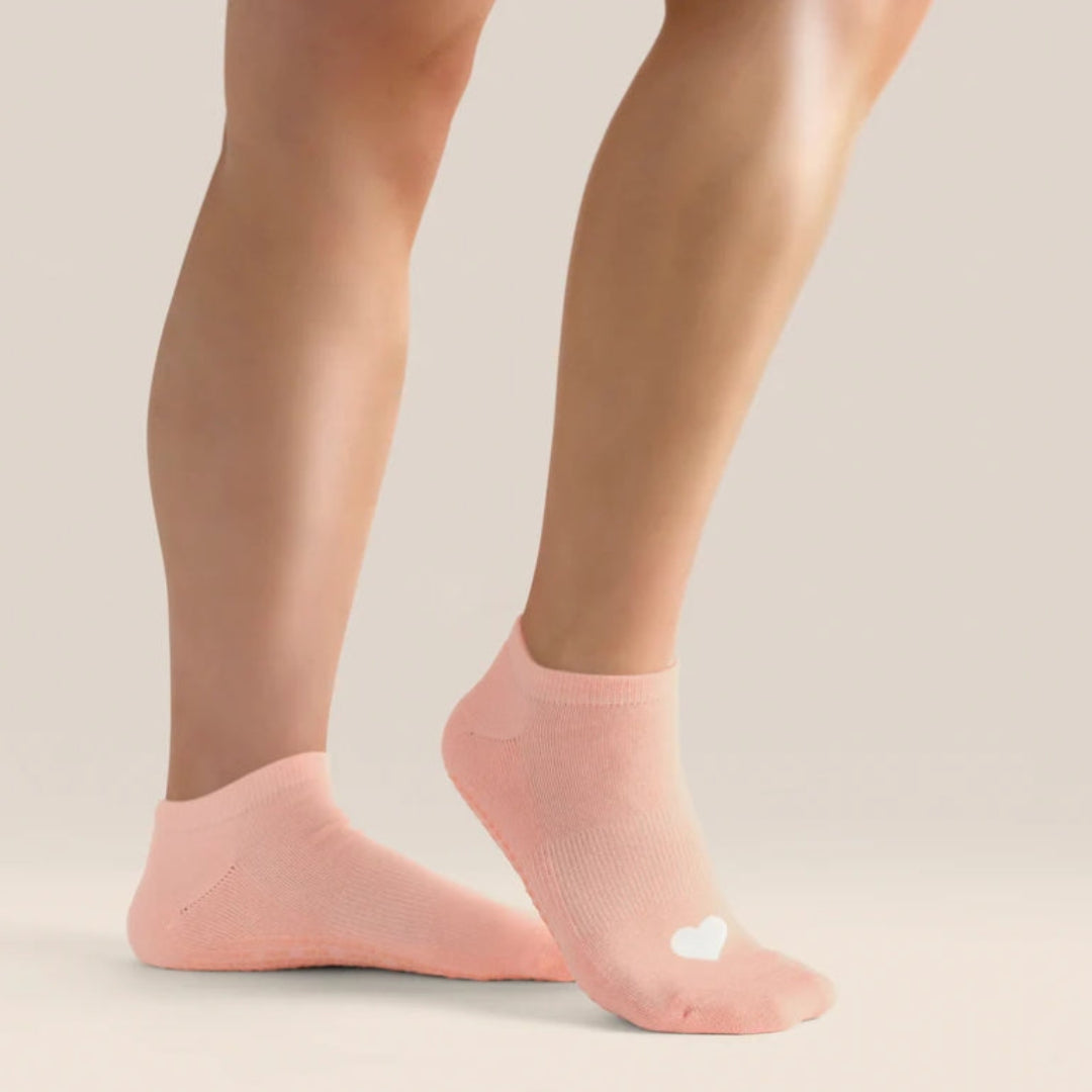 MoveActive Classic Low Rise Non-Slip Grip Socks - Strawberry Heart