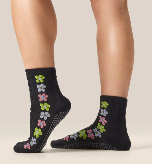 MoveActive Crew Non-Slip Grip Socks - Fiesta Midnight