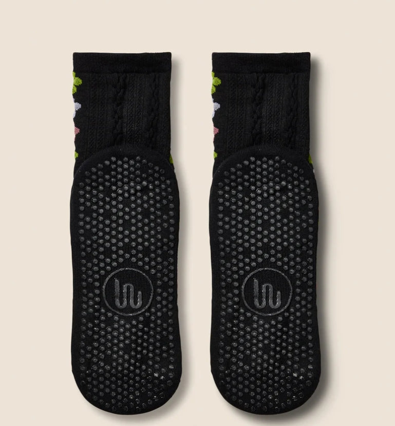 MoveActive Crew Non-Slip Grip Socks - Fiesta Midnight
