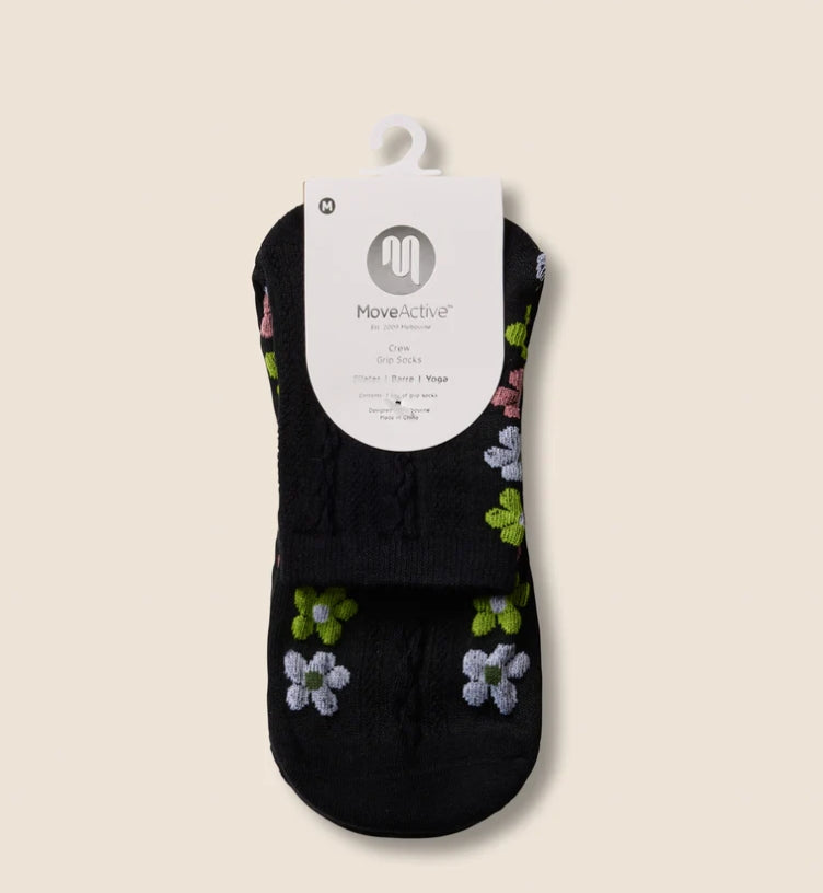 MoveActive Crew Non-Slip Grip Socks - Fiesta Midnight