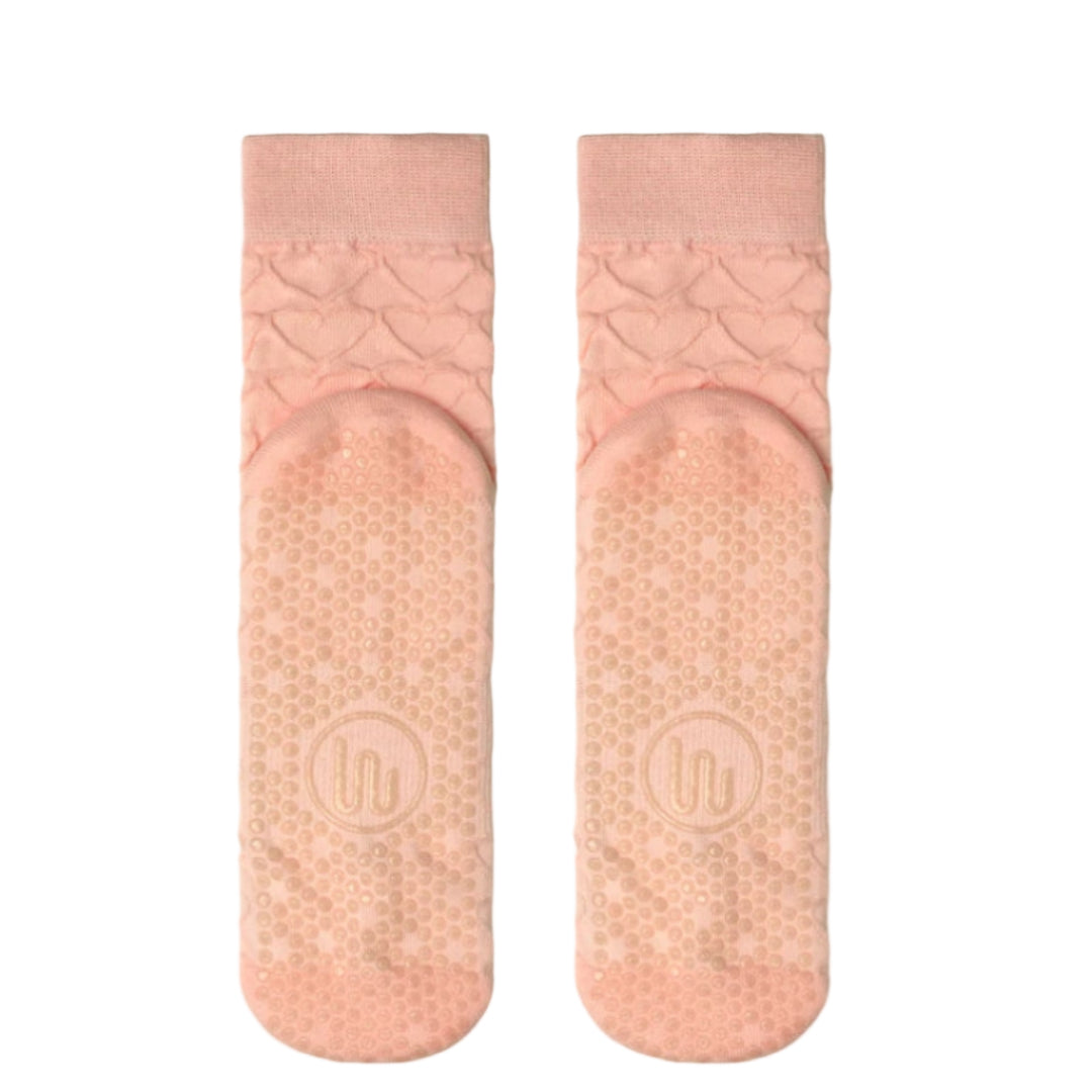 MoveActive Crew Non-Slip Grip Socks - Parfait Pink Hearts