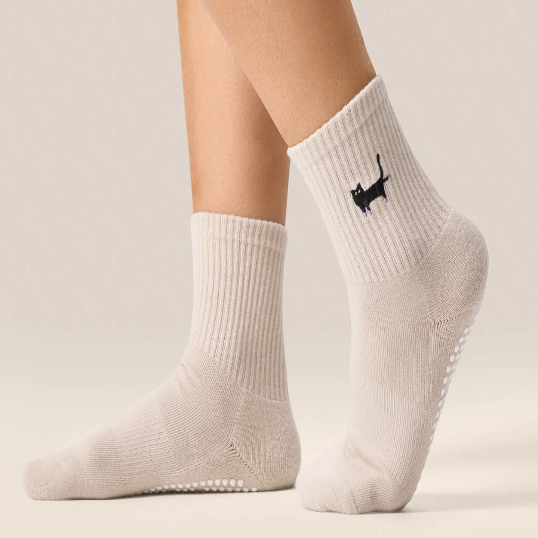 MoveActive Crew Non-Slip Grip Socks - Pilates Kitty