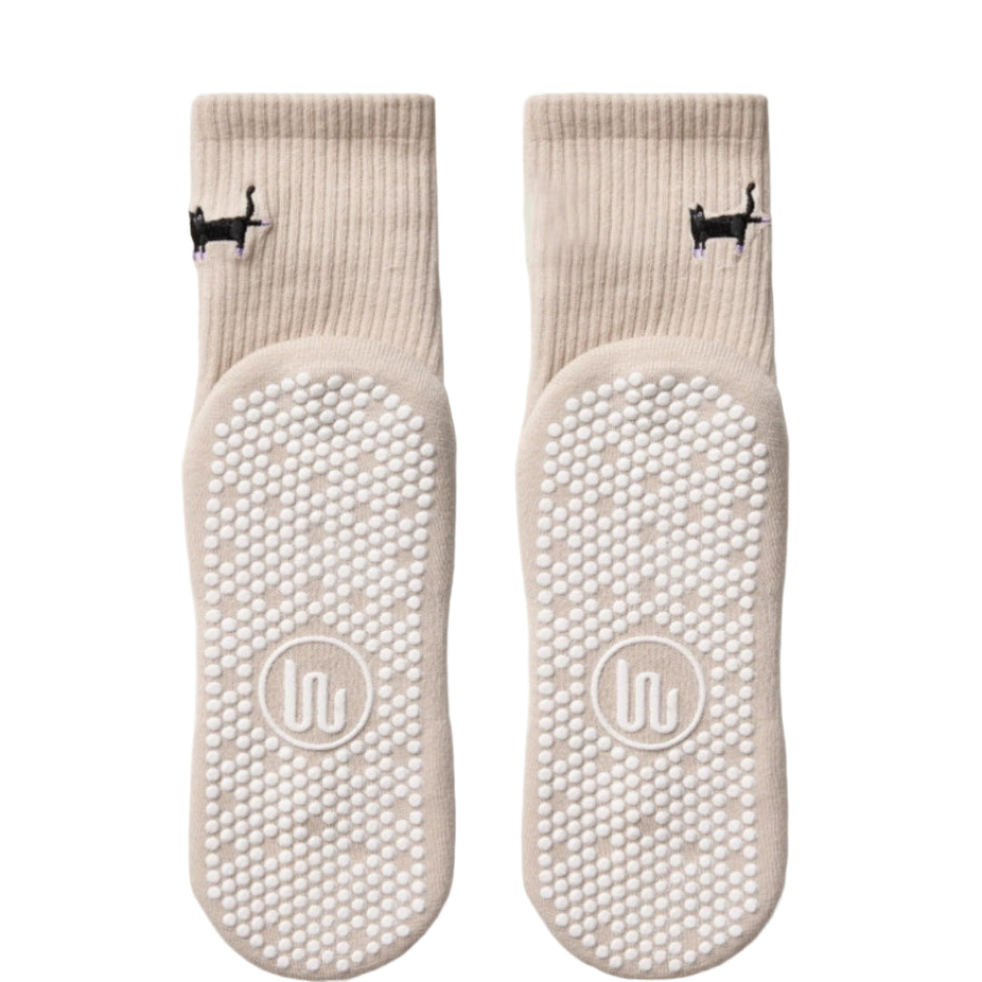 MoveActive Crew Non-Slip Grip Socks - Pilates Kitty
