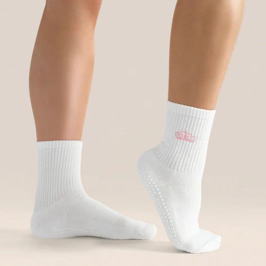 MoveActive Crew Non-Slip Grip Socks - Pink Crown
