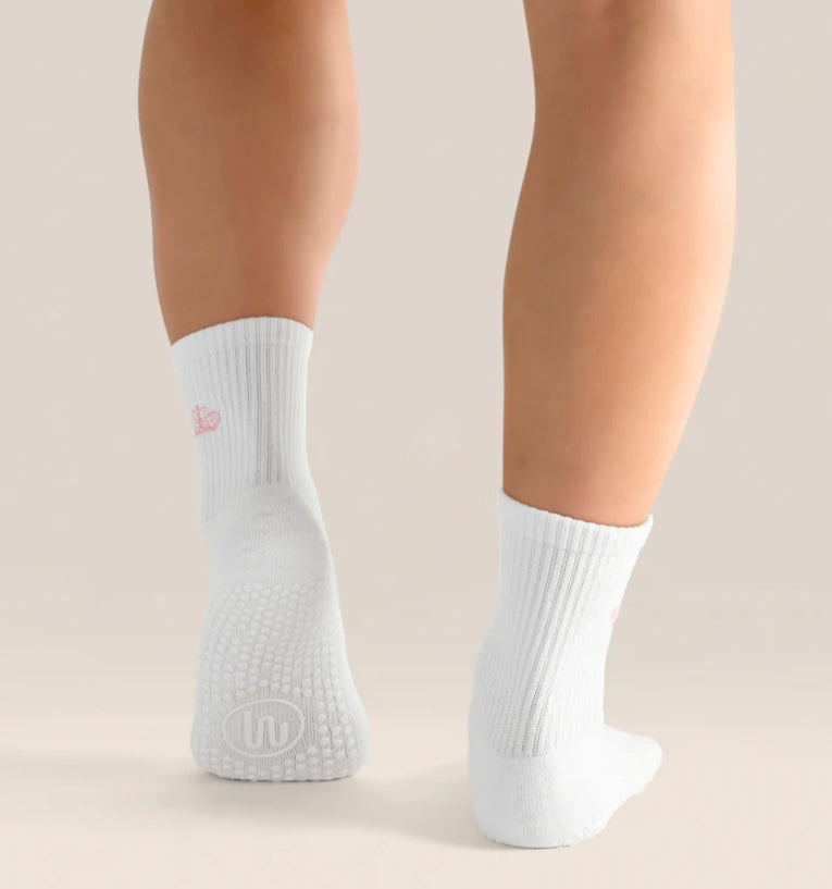 MoveActive Crew Non-Slip Grip Socks - Pink Crown