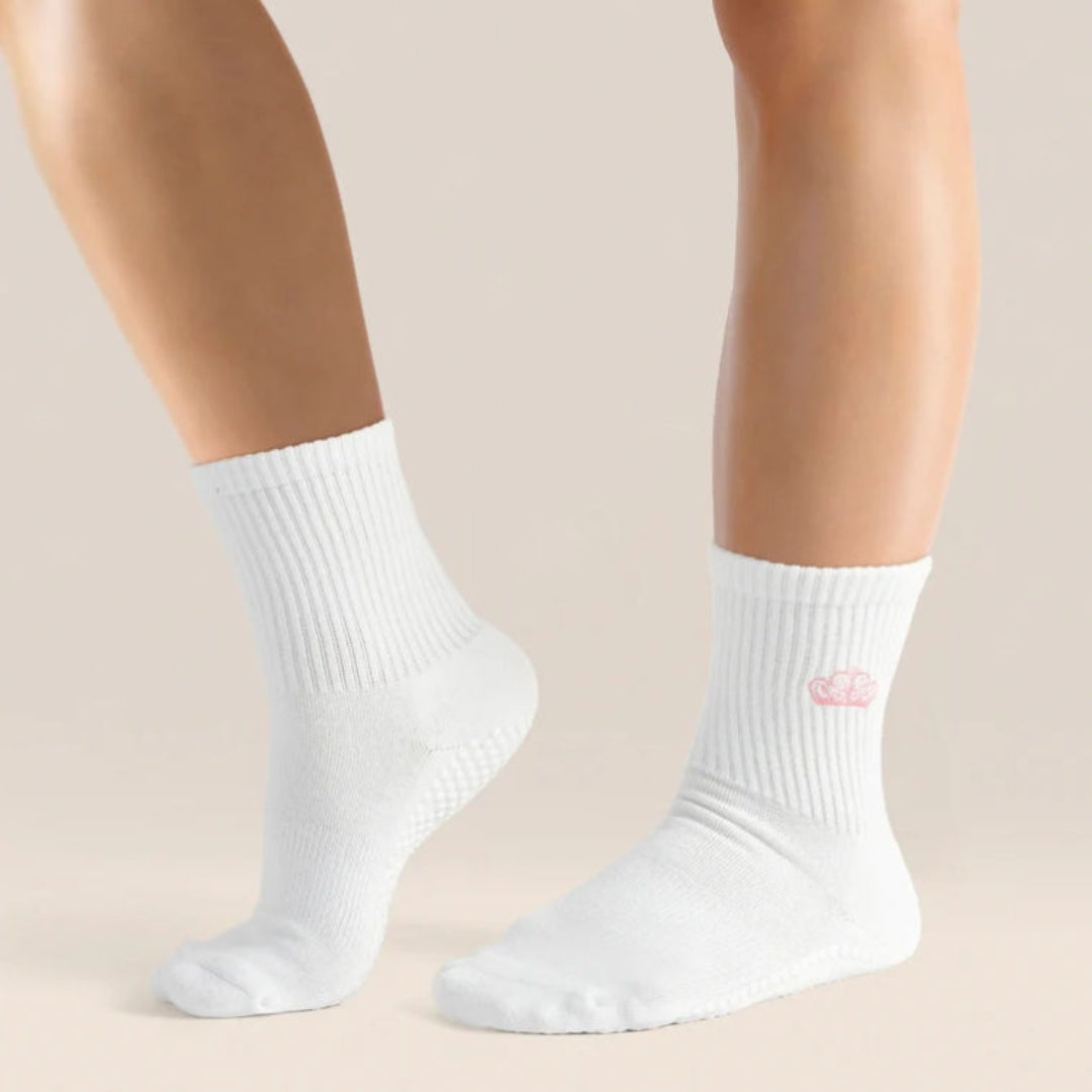 MoveActive Crew Non-Slip Grip Socks - Pink Crown