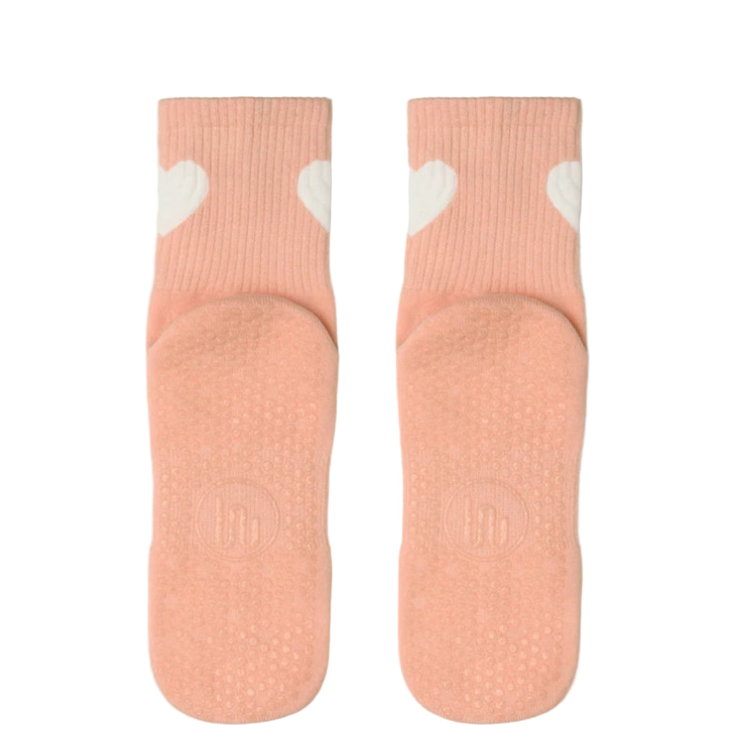 MoveActive Crew Non-Slip Grip Socks - Strawberry Heart