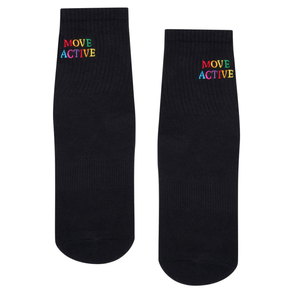 MoveActive Crew Non Slip Grip Socks – Signature Rainbow Black