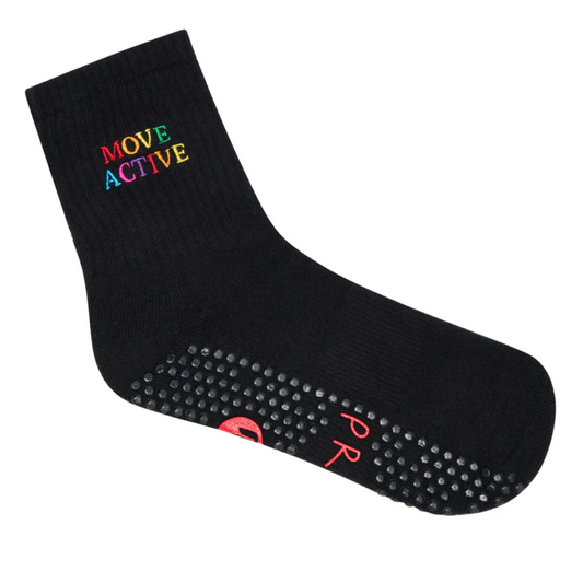 MoveActive Crew Non Slip Grip Socks – Signature Rainbow Black