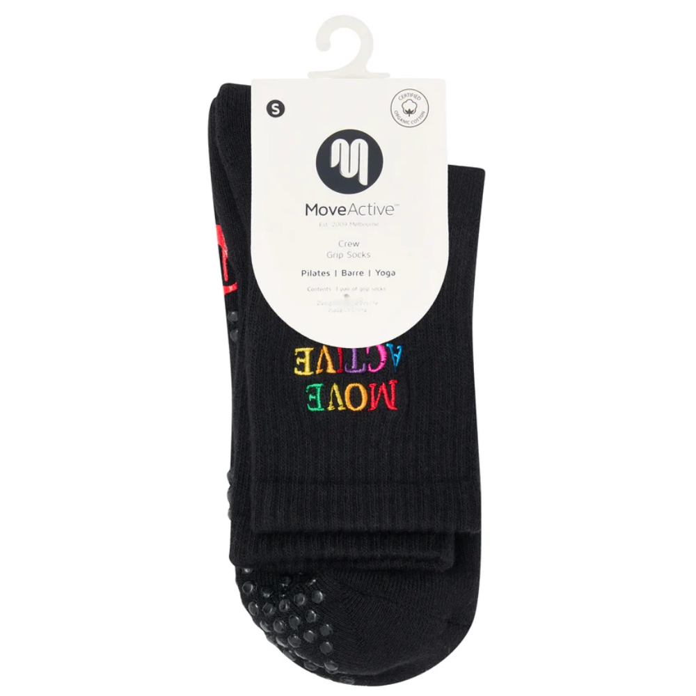 MoveActive Crew Non Slip Grip Socks – Signature Rainbow Black