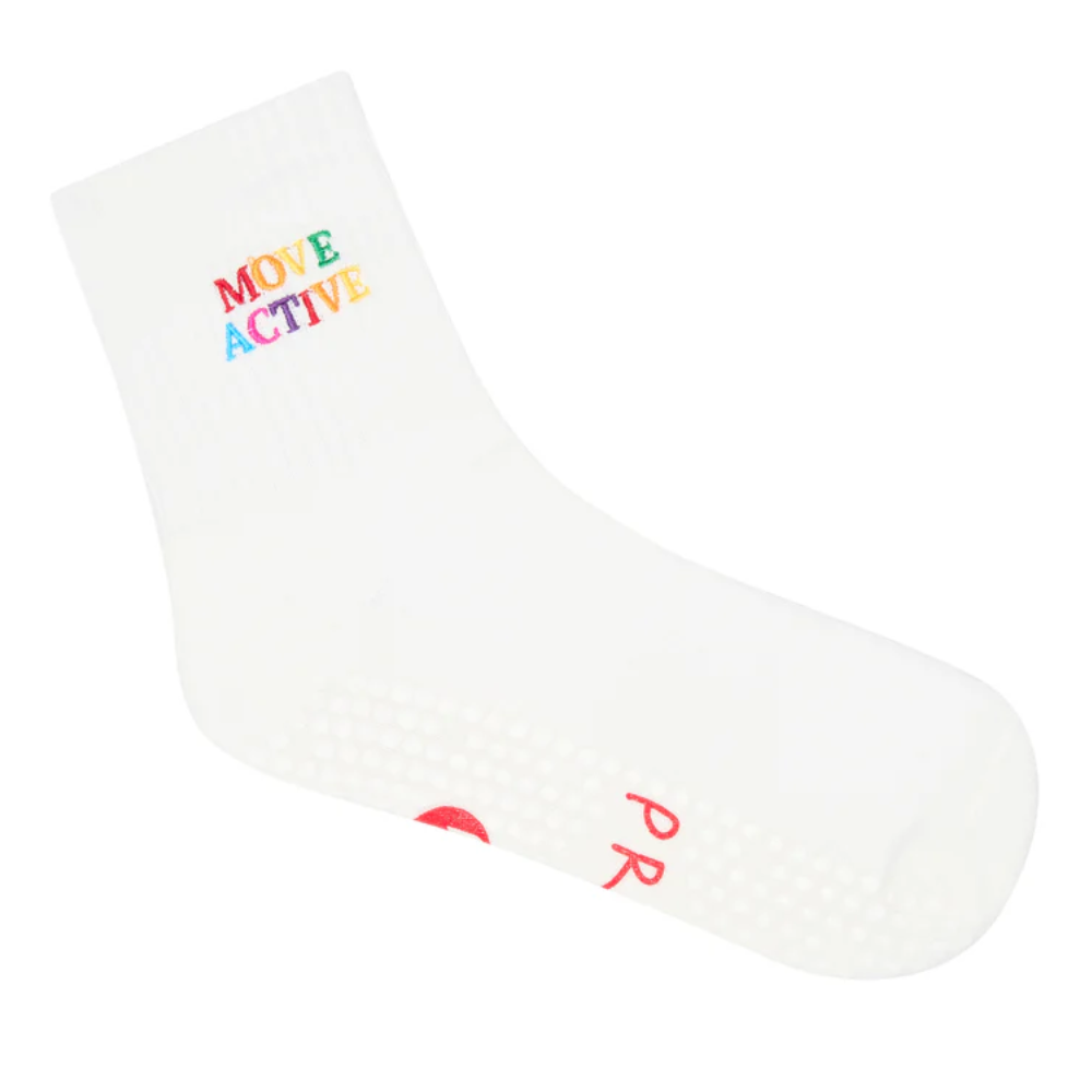 MoveActive Crew Non Slip Grip Socks – Signature Rainbow Ivory