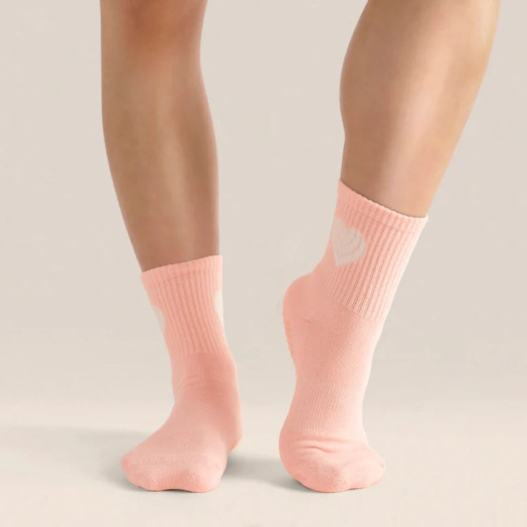 MoveActive Crew Non-Slip Grip Socks - Strawberry Heart