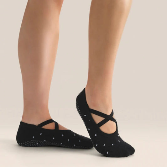 MoveActive Ballet Non-Slip Grip Socks - Black Polka