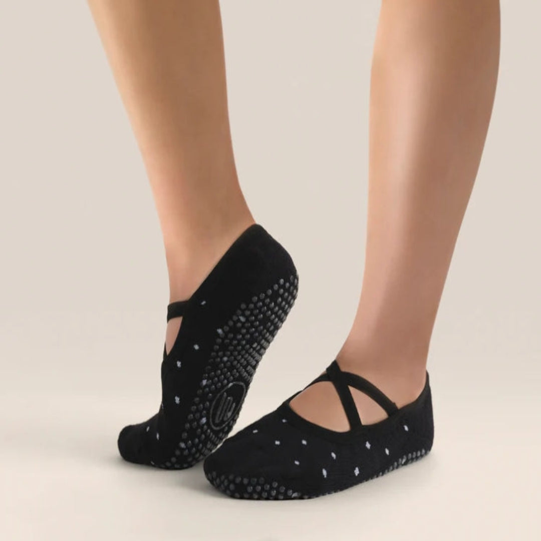 MoveActive Ballet Non-Slip Grip Socks - Black Polka