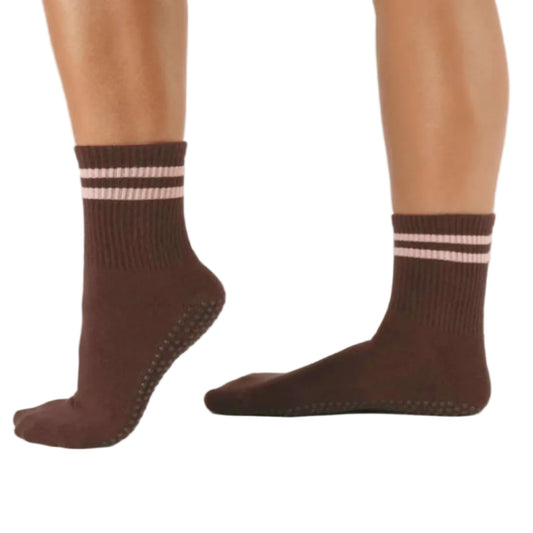 MoveActive Crew Grip Socks - Sporty Stripe Espresso