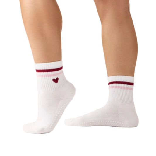MoveActive Crew Grip Socks - Sweet Stripe Love