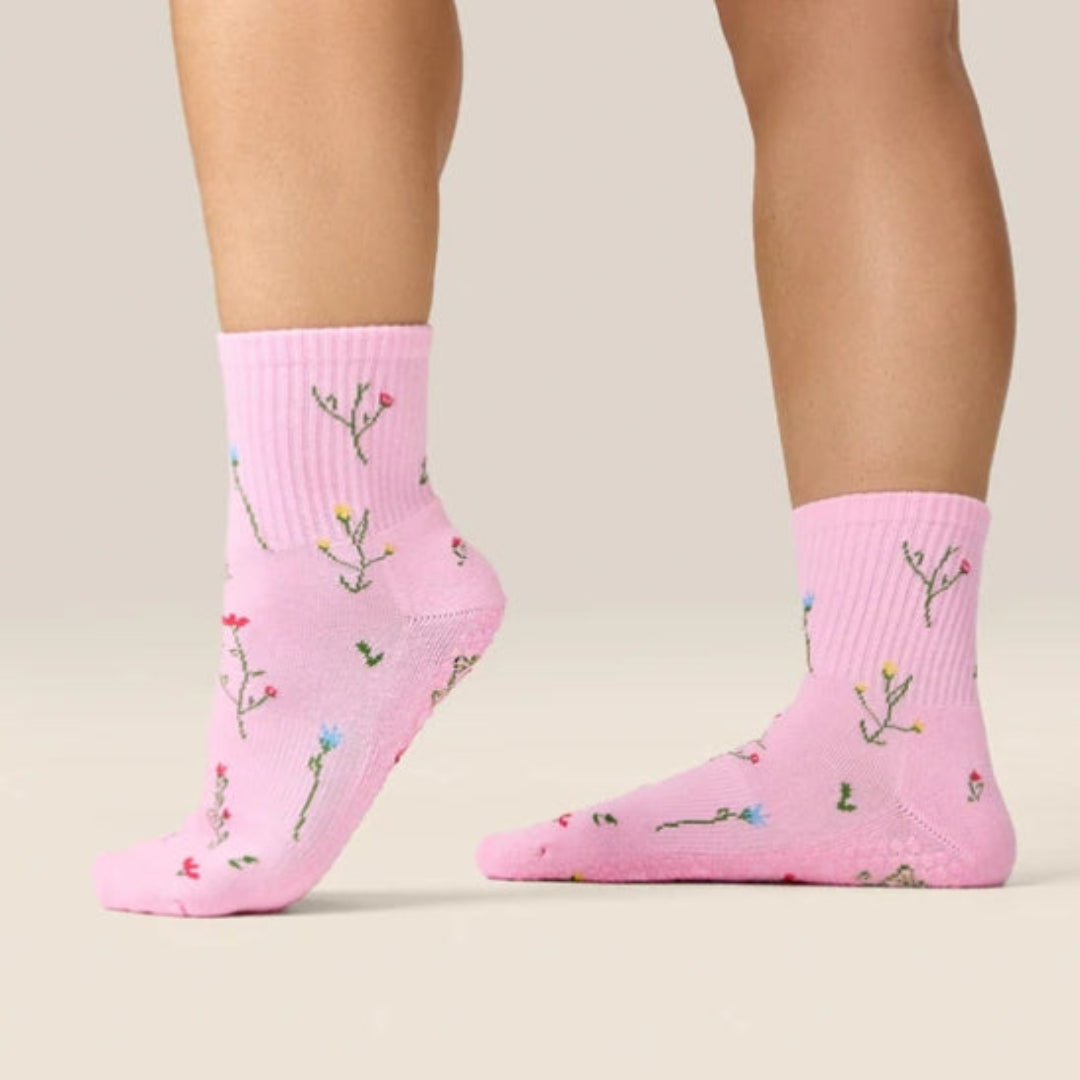 MoveActive Crew Grip Socks - Wildflower Pink