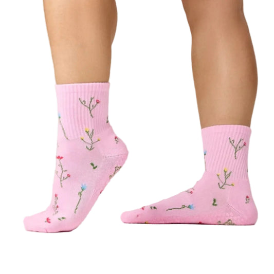MoveActive Crew Grip Socks - Wildflower Pink