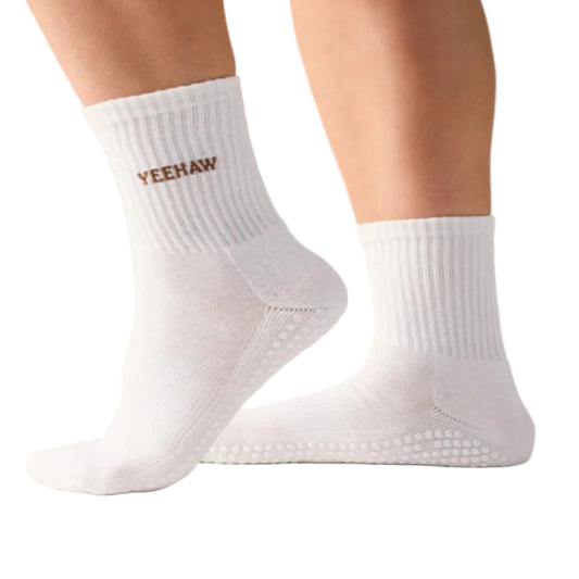 MoveActive Crew Grip Socks - Yeehaw Ivory