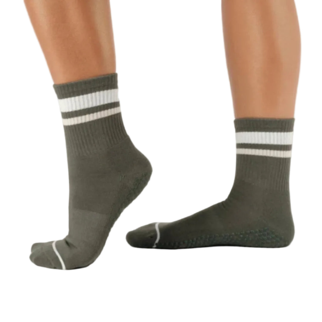 MoveActive Crew Grip Socks - Varsity Stripe Khaki