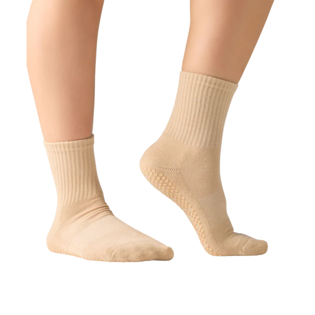 MoveActive Crew Non Slip Grip Socks – Almond