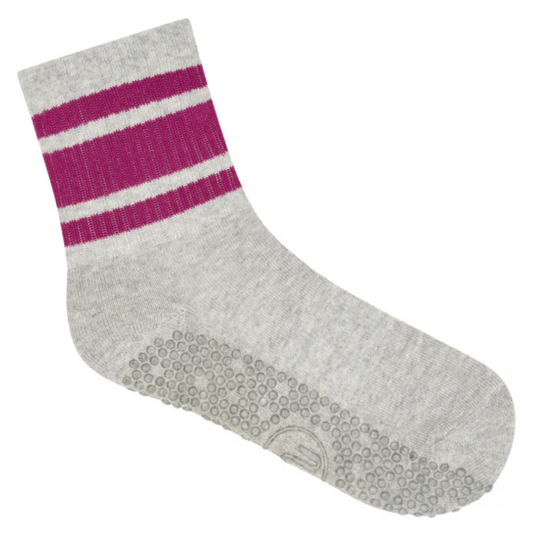 MoveActive Crew Non Slip Grip Socks – Marle Fuchsia Stripe