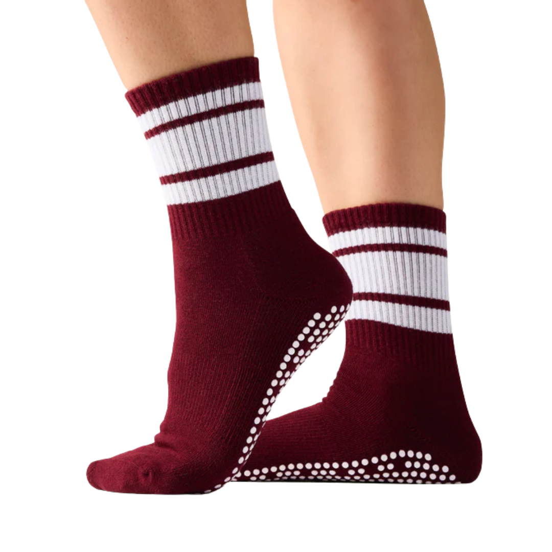 MoveActive Crew Non Slip Grip Socks – Mulberry Stripe