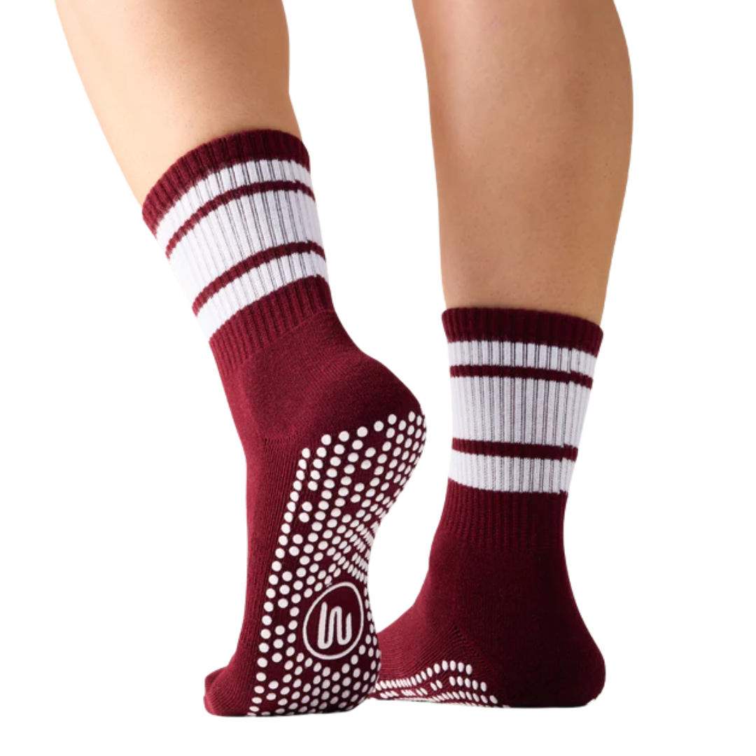MoveActive Crew Non Slip Grip Socks – Mulberry Stripe