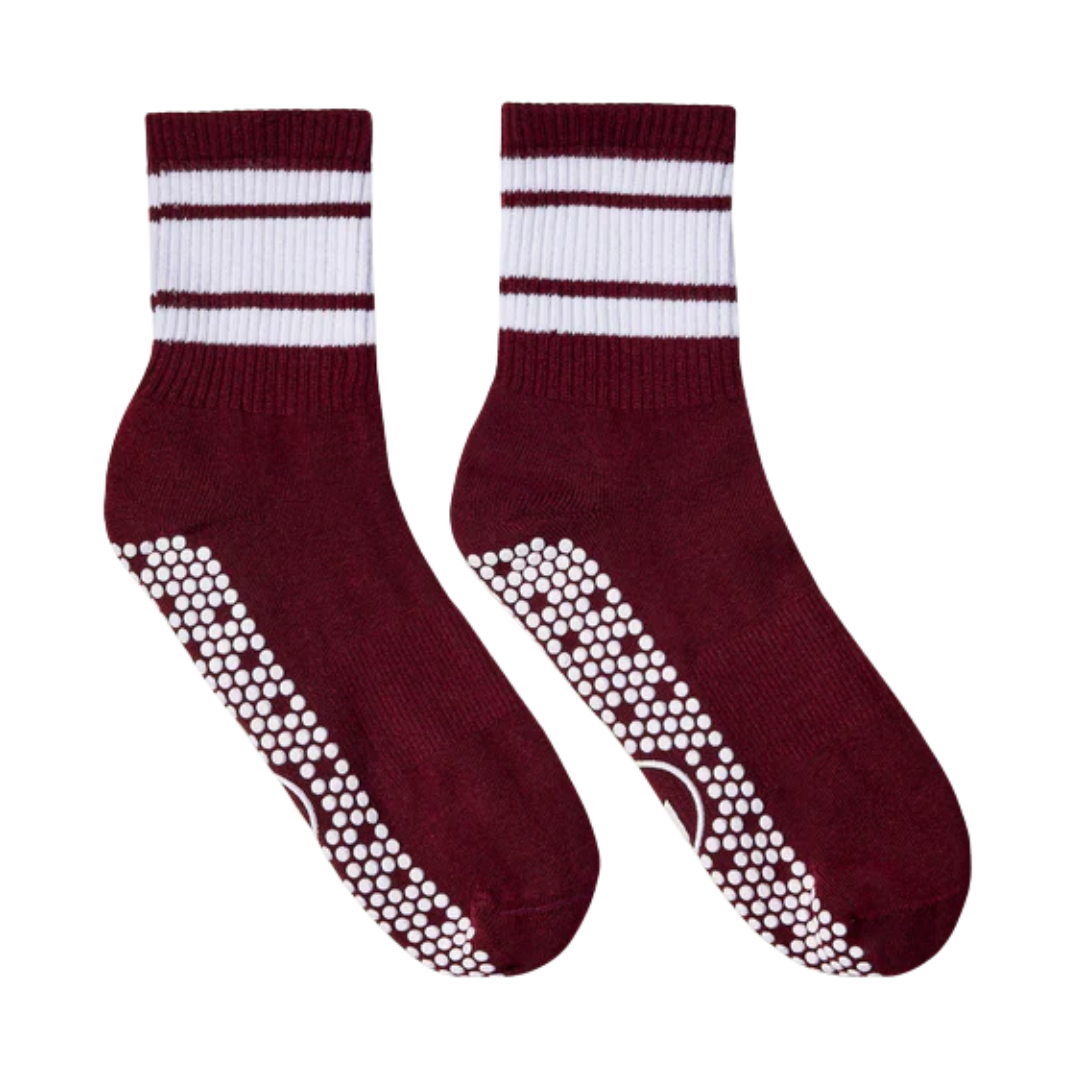 MoveActive Crew Non Slip Grip Socks – Mulberry Stripe