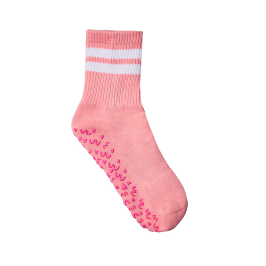 Move Active Crew Non Slip Grip Socks – Rose Stripe