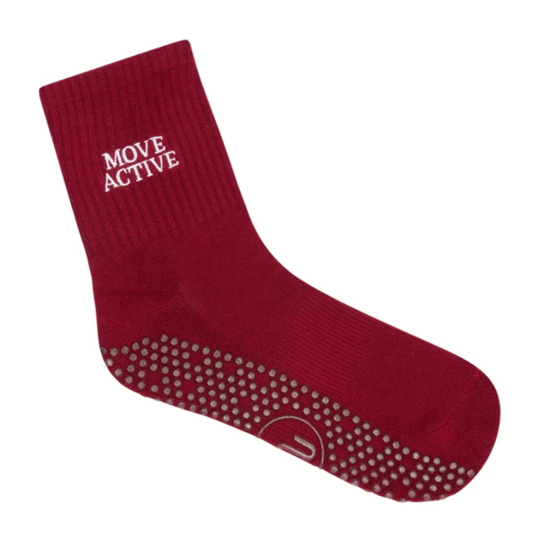 MoveActive Crew Non Slip Grip Socks – Signature Crimson