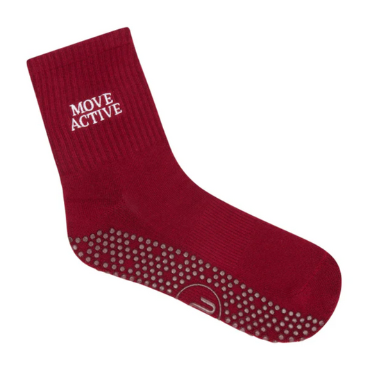 MoveActive Crew Non Slip Grip Socks – Signature Crimson